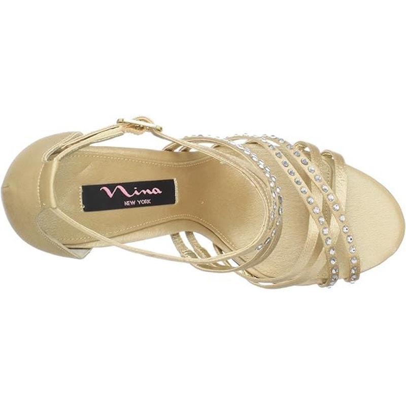 Nina Women's Gold Crysten Satin Ankle-Strap Dress Sandal | Size 8m | New In Box — image 5 of 8